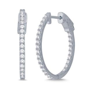 1.00CTW In and Out Diamond Hoops- Oval