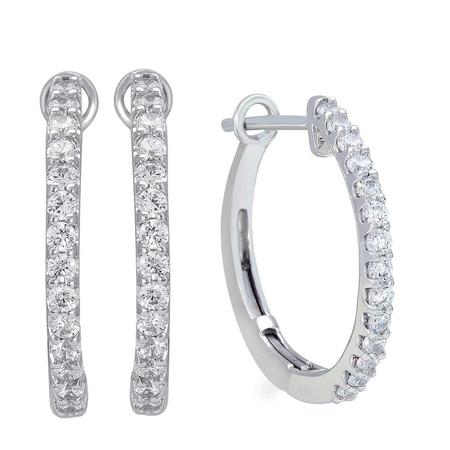 1.00CTW Round Diamond Hoops