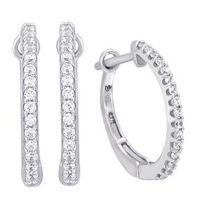 0.25CTW Round Diamond Hoops