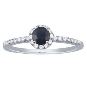 Sapphire and Diamond Halo Ring- Round