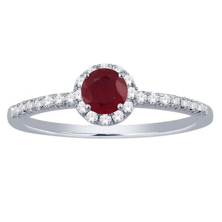 Ruby and Diamond Halo Ring- Round