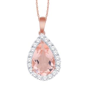 Pear Shaped Morganite and Diamond Pendant