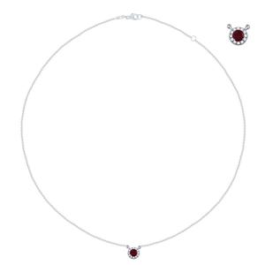 Ruby and Diamond Halo Necklace