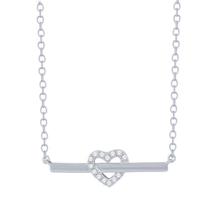 Diamond Heart Over Bar Necklace