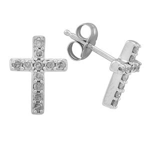 Diamond Cross Earrings