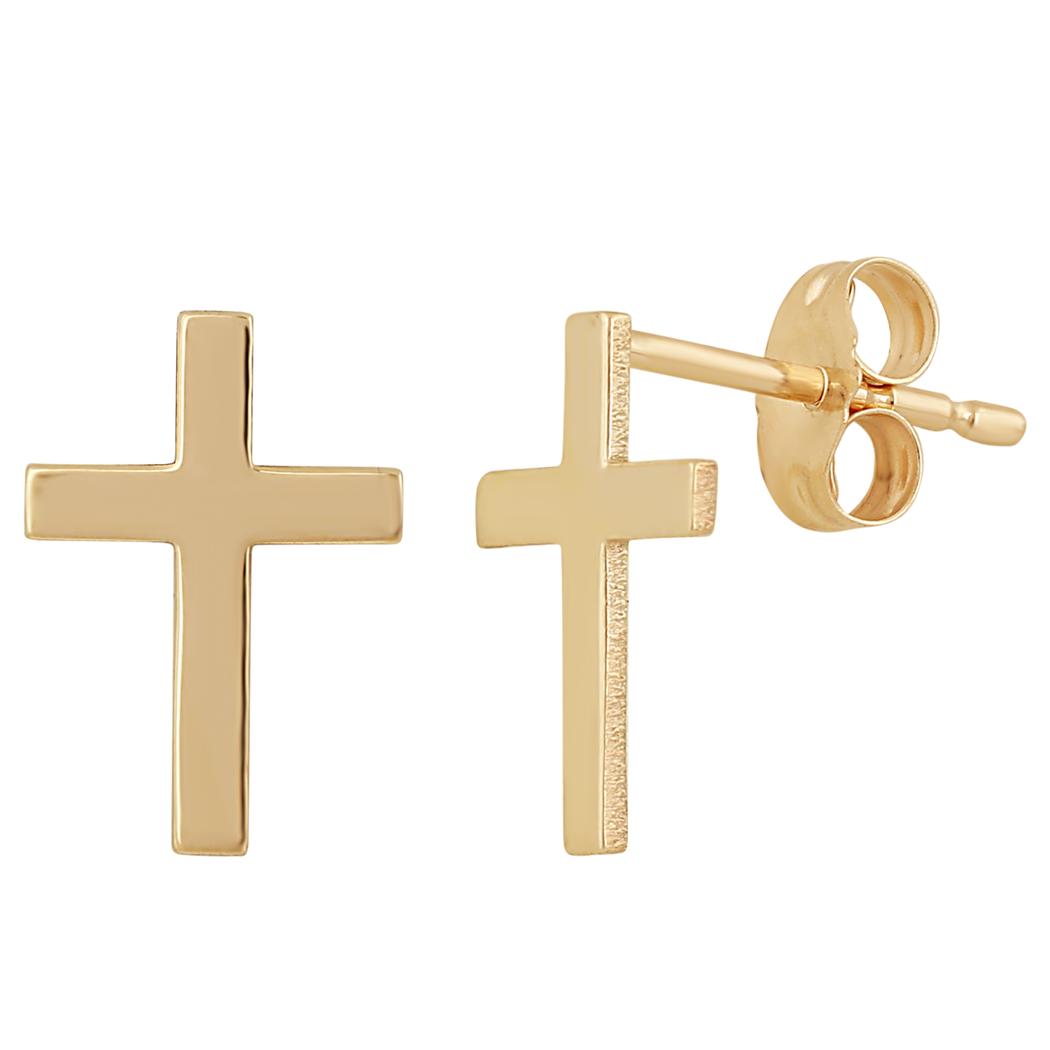Plain Gold Cross Earrings ~ Oakmont Jewelry