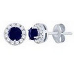 Sapphire and Diamond Halo Earrings 