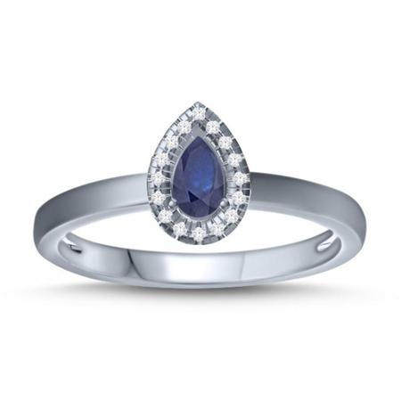 Sapphire and Diamond Halo Ring- Pear
