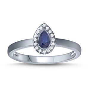 Sapphire and Diamond Halo Ring- Pear