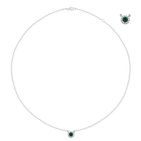 Emerald and Diamond Halo Necklace