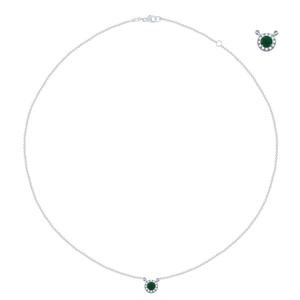 Emerald and Diamond Halo Necklace