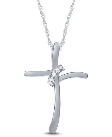 Diamond Ribbon Cross Pendant 