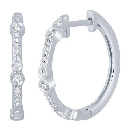 Diamond Hoops With Bezel 