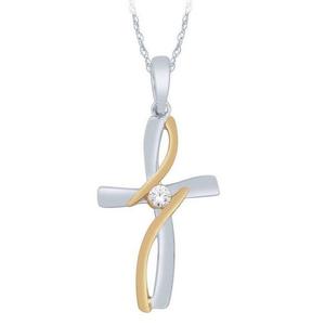 Diamond Twist Cross Pendant 