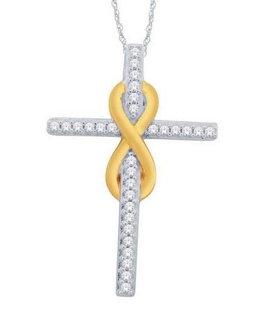 Diamond Cross Ribbon Pendant 