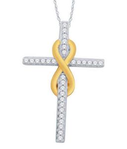 Diamond Cross Ribbon Pendant 