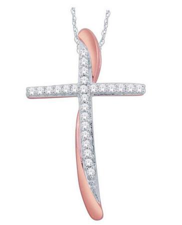 Diamond Swirl Cross Pendant 