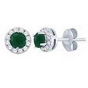 Emerald and Diamond Halo Earrings 