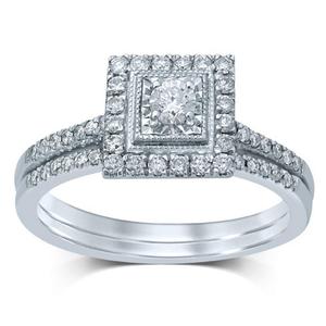 Square Engagement Ring Set 