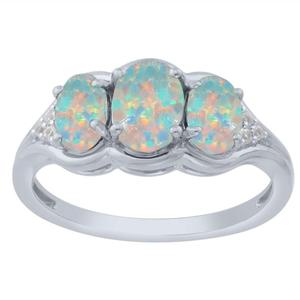 Created Opal Three Stone Ring 
