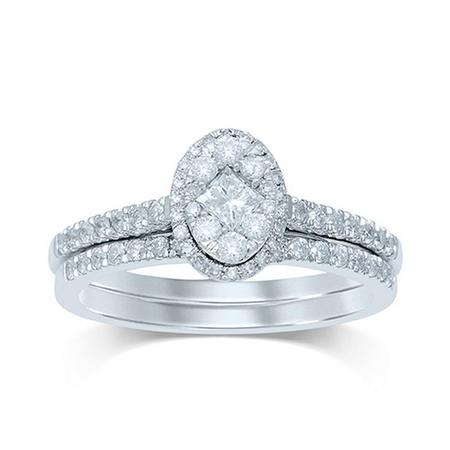 Oval Cluster Bridal Set