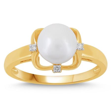 Pearl Ring with Diamonds 