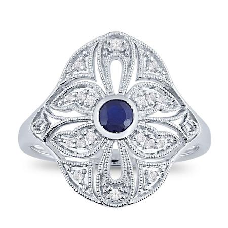 Vintage Style Bezel Sapphire Ring 
