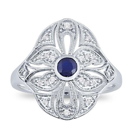 Vintage Style Bezel Sapphire Ring 