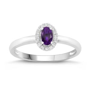 Oval Shaped Birthstone Ring- Amethyst 