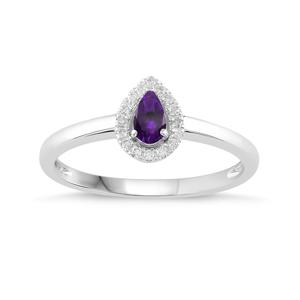Pear Shaped Birthstone Ring- Amethyst