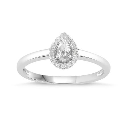 Pear Shaped Birthstone Ring- White Sapphire