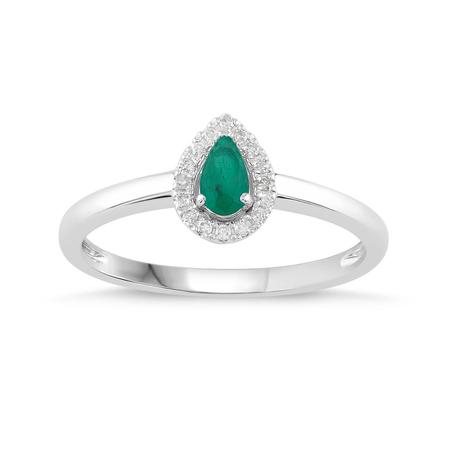 Pear Shaped Birthstone Ring- Emerald