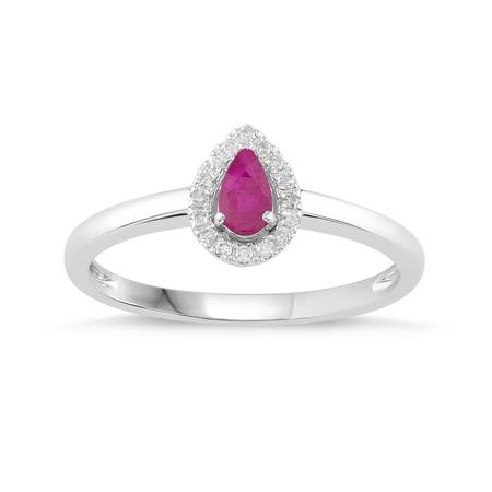 Pear Shaped Birthstone Ring- Ruby