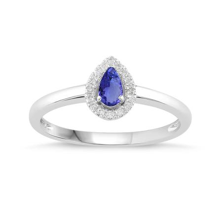 Pear Shaped Birthstone Ring- Blue Topaz